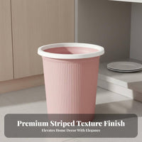 Lidless Striped Trash Can Uncovered Top Plastic Wastebasket with Pressure Band Plastic Garbage Can Easy to Clean for Kitchen