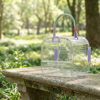Portable Bird Cage and Transparent Bird Cage with Cover, Outdoor Bird Carrier for Parrot, Small Size Handheld Animal Transport with Perch
