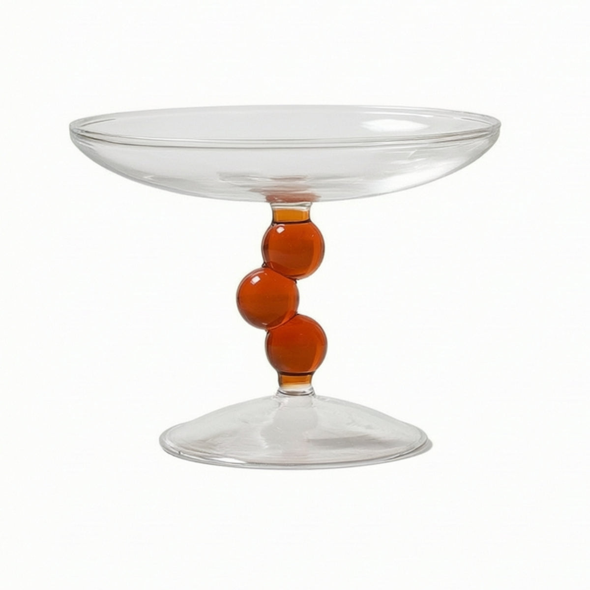 Clear Glass Pedestal Fruit Plate Transparent Pedestal Dish with Beaded Stem Elegant Dishware Elevated for Dining Table