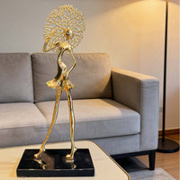 Female Figurine with Base Lustrous Female Form Statue Contemporary Statue with Base for Entryway