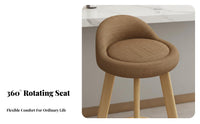 Modern Design Upholstered Swivel Stool with Backrest Built-in Footrest Upholstered Swivel Stool Padded Seat Counter Chair Gold-Tipped Legs for Homeowners, Bar Owners, Adults, Pub, Kitchen Island, Cafe, Restaurant