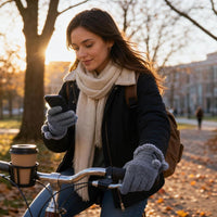 Women's Warm Touchscreen Gloves with Plush Lining for Winter Cycling and Outdoor Activities