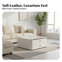 Rock Slab Top Square Storage Table Minimalist Design Living Room Furniture Scratch Resistant Easy to Clean for Apartment Dwellers, Homeowners, Families, Small Areas, Den, Lounge Area