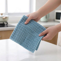 Highly Absorbent Microfibre Cloth and Microfibre Cloth, Blue Warp Knit Pattern Dishcloths, Multipurpose Cleaning Towels for Kitchen and Furniture