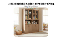 Multi-Purpose Enclosed Bookcase Large Capacity Freestanding Hutch with Glass Doors Dust-Proof Design Display Cabinet Sturdy Construction for Book Lovers, Homeowners, Office Workers, Living Room, Study, Bedroom, Kitchen