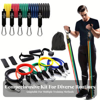 11 Pieces 11 Piece Exercise Band Kit Latex Material Exercise Tube Kit with Handles Portable Stackable Resistance Bands for Men, Women, Travel