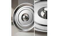 Mirror Polished Stainless Steel Bowl with Lid Rolled Rim Metal Kitchen Bowl with Cover Deep Easy to Clean for Restaurant
