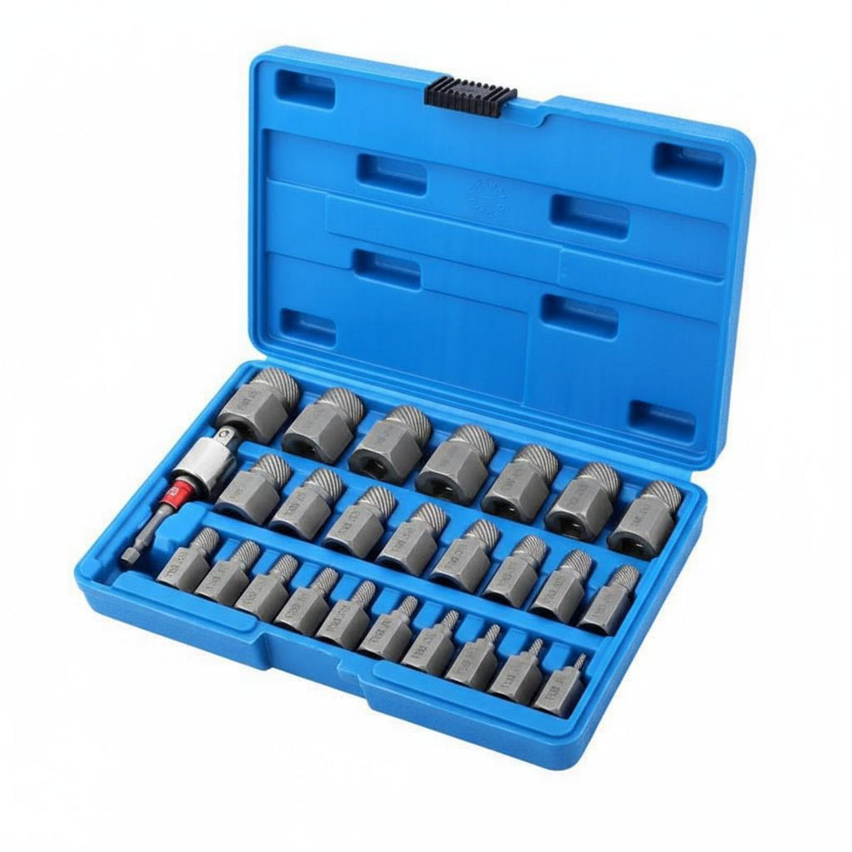 27 Pieces Stripped Screw Extractor Drill and Wrench Compatible Hex Nut Remover Kit Multi-Groove Design Stripped Bolt Extractor Kit for Workshop