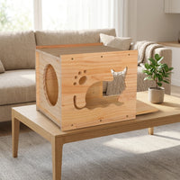 Wall Mounted Cat Shelf and Solid Wood Climbing Frame with 10 Perches, Space Capsule Cat Bed plus Ladder for Large Indoor Cats Space Saving Home