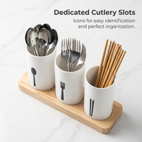 Cutlery Organiser with Draining Base, Kitchen Storage for Forks Spoons, Light Luxury Kitchen Storage Box, Utensil Holder for Kitchen Countertop
