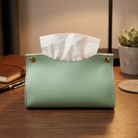 Tissue Box in PU Leather for Bathroom Decor, Pouch Shape Tissue Box Cover with Snap Button, Home Office Tissue Holder, Car Napkin Dispenser
