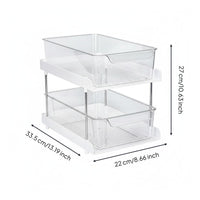 Multi Purpose Double Layer Drawer Rack Space Saving Double-Layer Storage Rack Easy to Clean Cosmetic Storage Box Sturdy for Kitchen, Countertop, Dressing Table