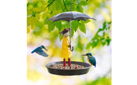 Decorative Girl with Umbrella Bird Feeder Art Craft Umbrella Girl Bird Feeder Lightweight Outdoor Decor for Patio