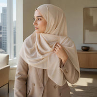 Solid Color Chiffon Headscarf with Magnetic Closure