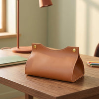 Tissue Box Holder for Home Office and Car, Leather Napkin Holder with Snap Closure, Dustproof Multi-purpose Tissue Boxes, Light Luxury Style
