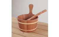 Traditional Design 4L Sauna Pail Sturdy Sauna Pail and Ladle Set Natural Wood Grain Red Cedar Ladle Set Fragrant for Steam Room