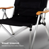 Foldable Design Portable Highspine Recliner Reclining Function Highspine Camp Lounger Lightweight Frame Camping Chair Side Storage Pocket for outdoor enthusiasts, fishers, Sports Fans, Fishing, spineyard, outdoor meal, live events