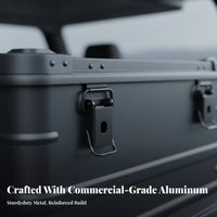 Waterproof Lidded Storage Trunk Large Capacity Latching Aluminum Case Multi-Functional Organizer Chest Portable for Campers, Outdoor fans, Homeowners, Camping, journey journeys