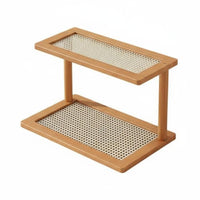 2-Tier Organizer Shelf Stable Structure 2-Tier Wooden Organizer Easy Assembly Desktop Storage Rack for Cabinet, Washroom, Office