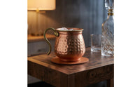 Copper-Colored Turkish-Style Yogurt Cup Silver-Lined Hammered Metal Cup for Cold Water