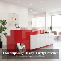 Modern Reception Desk Sturdy Construction L-Shaped Front Desk Heavy Duty Cashier Wrap Counter for Business Owners, Office Managers, Spa, Hotel, Lobby