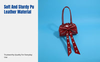 Y2K Bowling Bag, PU Leather Shoulder Bag, Studded Bowknot Accent, Trendy Summer Handbag for Women