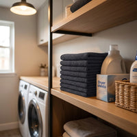 Black 25cm Microfibre Cloth and Cleaning Cloths, Super Absorbent Cloth for Kitchen and Car, Reusable Low-Lint Microfiber with Locked Edges