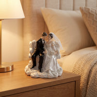 Wedding Couple Figurine with Umbrella Resin Sculpture Sturdy Keepsake for Anniversary