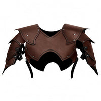 Leather-Like Cosplay Plate Riveted Trim Layered Chest Plate Scalloped Edge Medieval Chest Plate Side Straps for Cosplayers