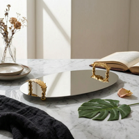 Mirrored Tray Stainless Steel Tray Mirror Polished Metal Platter for Home Stylists