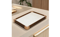 Jewelry Tray with Slots Wood-Grain Jewelry Display Tray Tabletop for Dresser