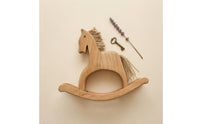 Wooden Rocking Horse Rustic Rocking Horse Figurine Handcrafted Tabletop Decor for Shelf, Entryway