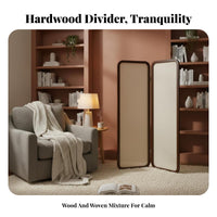 Solid Wood Frame Folding Panel Screen Zen-Inspired 4-Panel Folding Screen Freestanding Room Divider Movable for Tea Ceremony Enthusiasts, Apartment Dwellers, Interior Designers, Bedroom, Meditation Space, Classroom