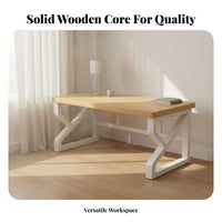 Solid Wood Computer Desk Large Workspace Long Office Desk Thickened Desktop Simple Writing Table for Students, Professionals, Bedroom