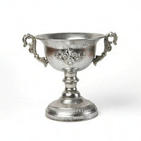 Silver-Toned Vases with Pedestal Base Antique-Style Vase with Pedestal Vintage-Inspired Metal Vase Shiny for Banquet Displays