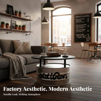 Industrial Design Oil Drum Table and Chair Combo Upcycled Design 3-Piece Patio Group Automotive Theme Commercial Furniture Retro Aesthetic for Motorcycle Enthusiasts, Restaurateurs, Restaurant, Garage, Backyard, Balcony