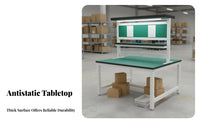 Anti Workbench Double-Sided Design Packing Station Table Included Lighted Assembly Table for Factory Workers, Warehouse