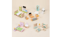 Pastel Miniature Wooden Furniture Set Smooth Wooden Dollhouse Furniture Rounded Edges Dollhouse Accessories Block-Like