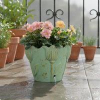 Flower-Shaped Cement Planter Outdoor Use European Style Planter Rustic Look Garden Decor for Balcony