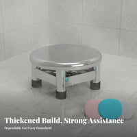 Anti-Slip Feet Backless Round Stool Minimalist Design Household Furniture Waterproof Footstool Rustproof for Children, Office Workers, Bathroom, Entryway, Living Room, Under Desk