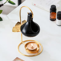 Gold Maple Leaf Hanging Incense Burner Creative Aromatherapy Oil Lamp Candle Warmer