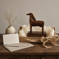 Mottled Wood Base Horse Figurine Dark Brown Standing Horse Statue Carved Display Piece Glossy for Shelf, Desk