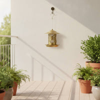 Outdoor Bird Feeder with Tray Metal Hanging Bird Feeder Decorative Bronze for Nature Lovers, Garden, Yard, Patio