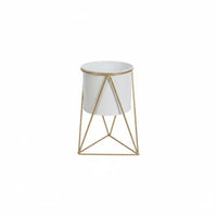 Minimalist Metal Flower Pot with Stand Lightweight Flower Pot with Stand Nordic Aesthetic Planter Detachable Design for Balcony, Desktop, Office, Bookshelf