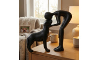 Abstract Person and Dog Statue Handcrafted Detail Person and Canine Sculpture Compact Size Memorial Sculpture for Gift