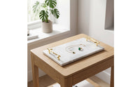 Marble Tray with Handles Rectangular Stone Tray with Gold Handles Multipurpose Modern for Dresser, Bathroom Counter