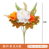 Artificial Maple Leaf Bunch with Sunflowers for Autumn Thanksgiving Decor