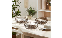 3 Pieces Copper-Toned Countertop Fruit Basket Vintage Fruit Basket Shallow Wire Bowl Ventilated for Kitchen