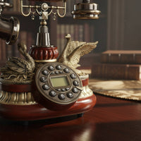 Antique Fixed-Line Phone Adjustable Ringtone Vintage Desk Phone Redial Ornate Telephone