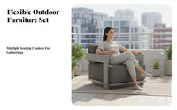 4-Piece Sofa and Armchair Set Waterresistant Outdoor Furniture sunlight resistant Patio Seating for Families, Homeowners, Balcony, Backyard, by the pool